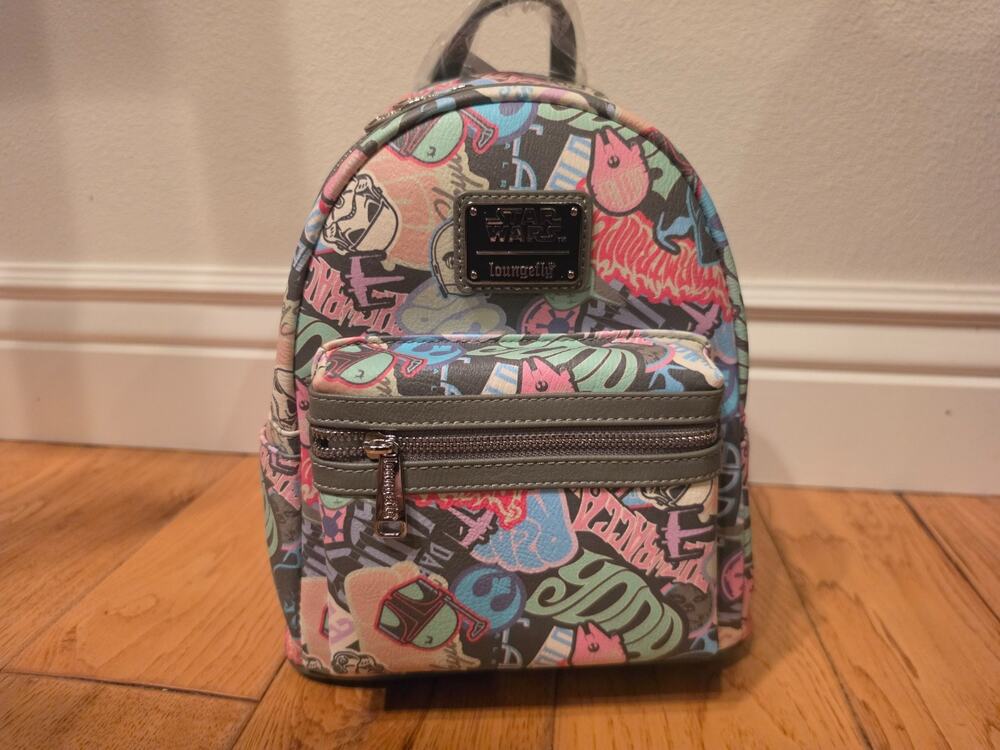 Star Wars Loungefly Mini Backpack Pastel Graffiti Sticker Allover Print NWT